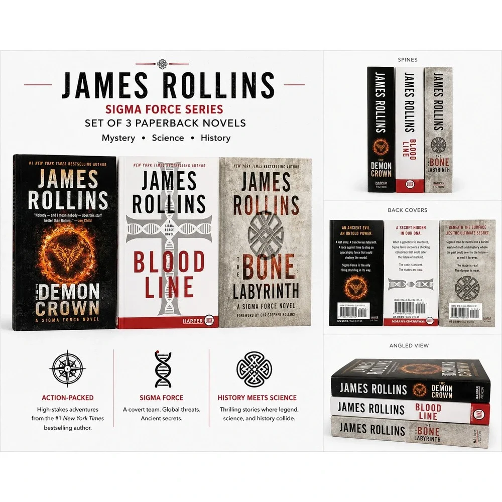James Rollins Sigma Force Series Set- 3 Paperback Novels Mystery Science History